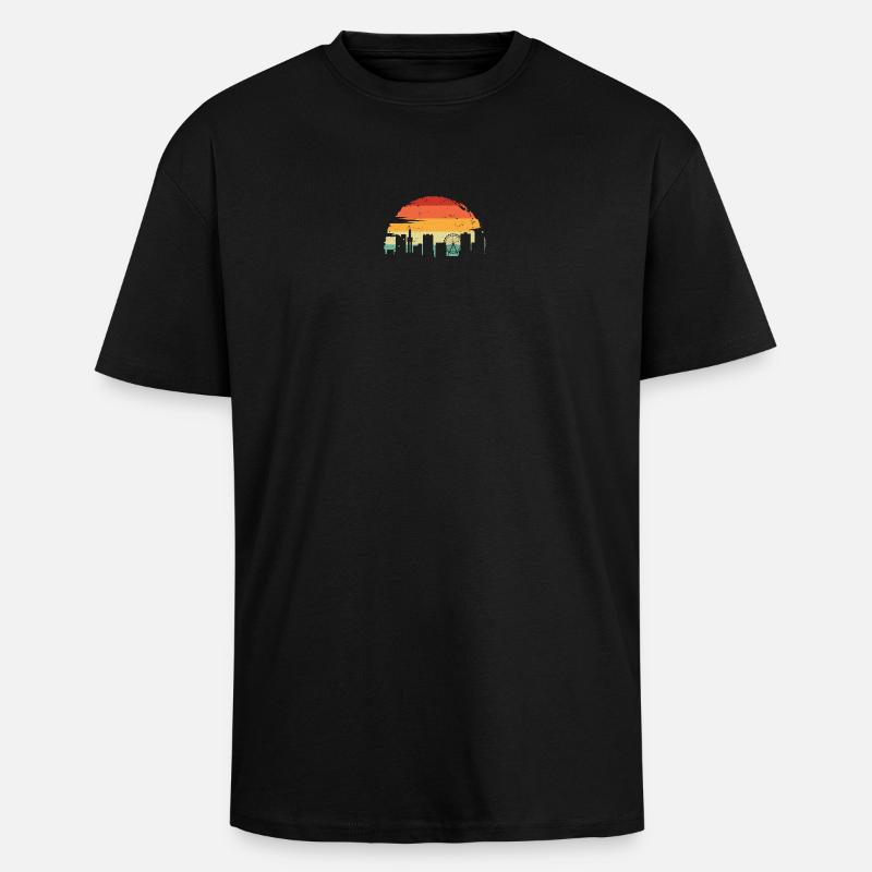 Sunset Skyline Farbverlauf - Oversized Heavyweight Unisex T-Shirt - Schwarz