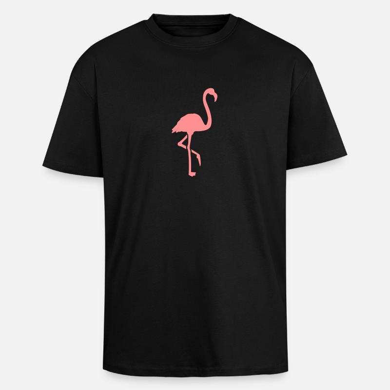Flamingo - Oversized Heavyweight Unisex T-Shirt - Schwarz