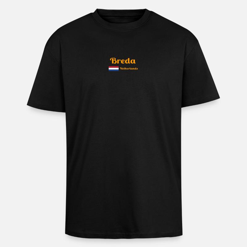 Breda Pays-Bas - Imprimés élégants - T-shirt unisexe oversize épais - noir