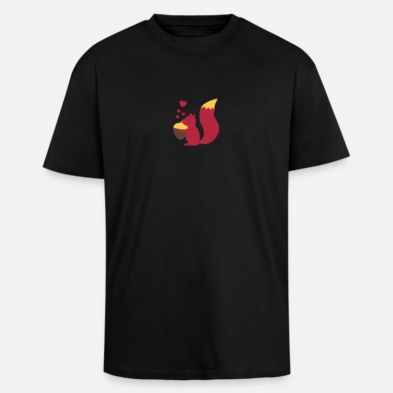 squirell love nuts - Oversized Heavyweight Unisex T-Shirt - Schwarz