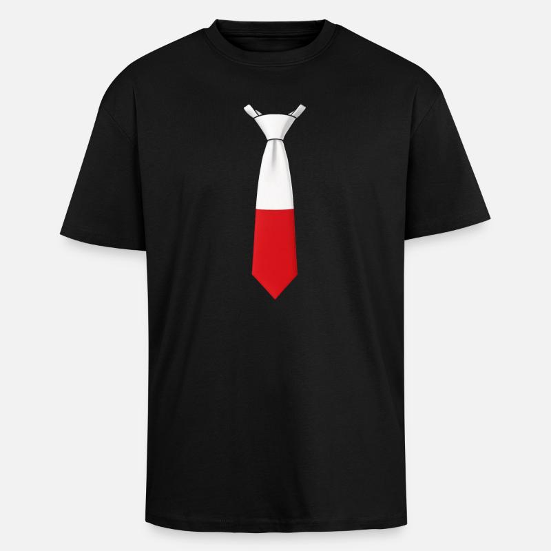 Poland Tie – Flaggendesign - Oversized Heavyweight Unisex T-Shirt - Schwarz