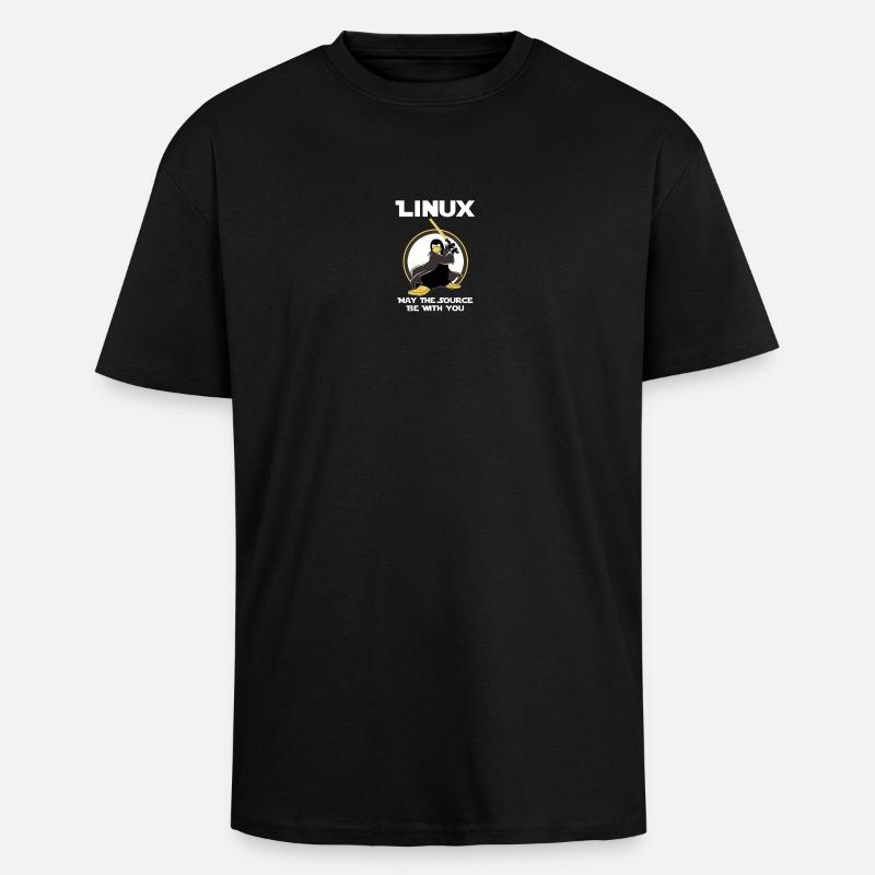 may_the_linux_source - Unisex Oversized Heavyweight T-shirt - black