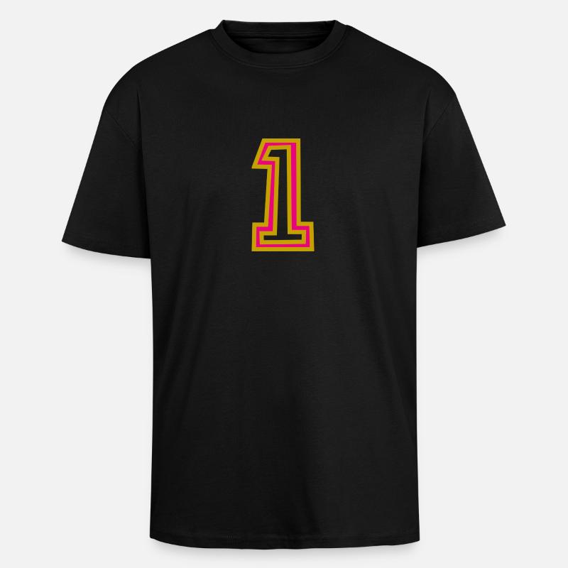 1. 1 AN - T-shirt unisexe oversize épais - noir