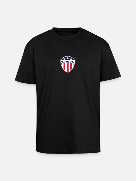 USA Flag Logo - T-shirt unisexe oversize épais - noir
