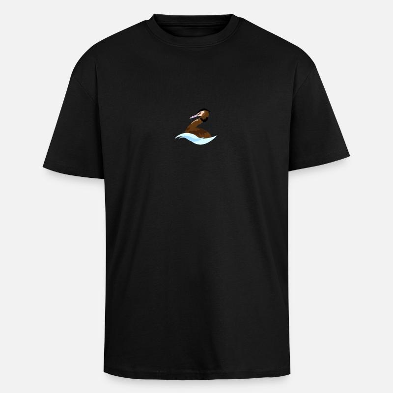 Great Crested Grebe - Unisex Oversized Heavyweight T-shirt - black