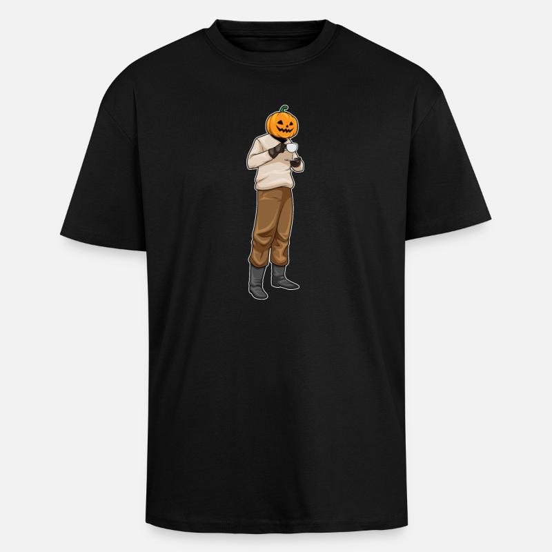 Jack O'Lantern Halloween Kaffee - Oversized Heavyweight Unisex T-Shirt - Schwarz