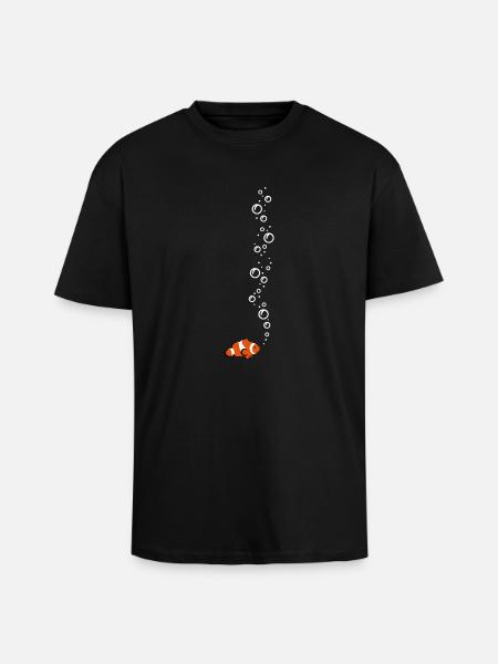 Clownfisch mit Blubbeln - Oversized Heavyweight Unisex T-Shirt - Schwarz