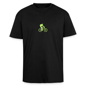 Mountain Biker - Unisex Oversized Heavyweight T-shirt - black - Front - Alina (178cm) & Michal (187cm)