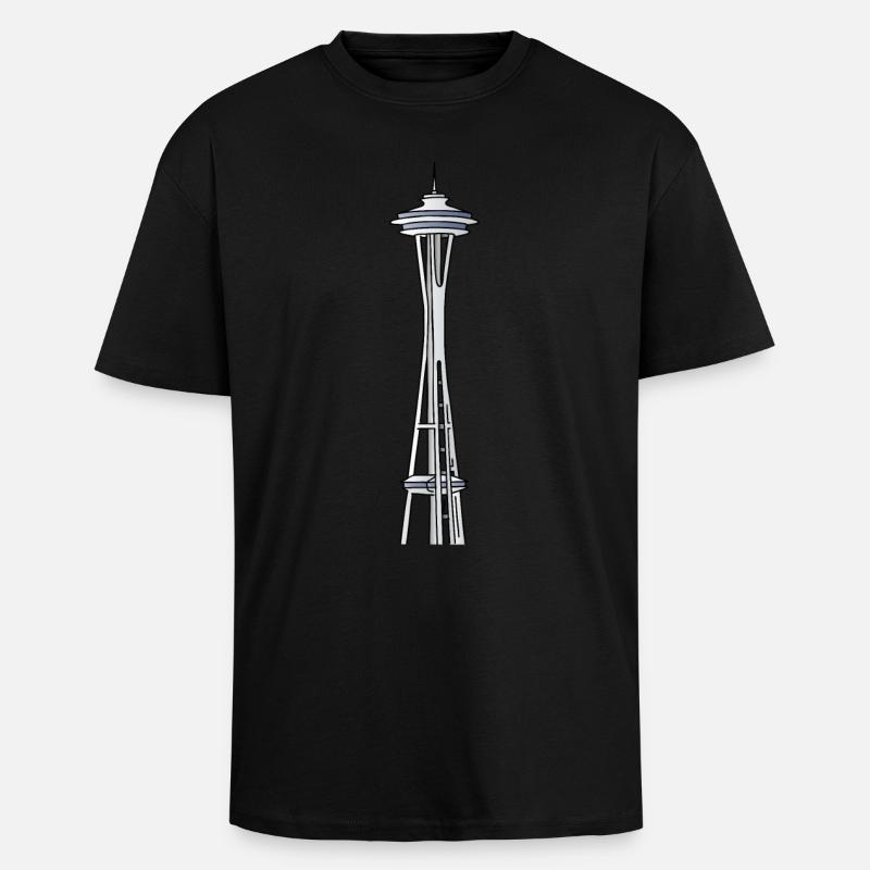 „Space Needle" à Seattle - T-shirt unisexe oversize épais - noir