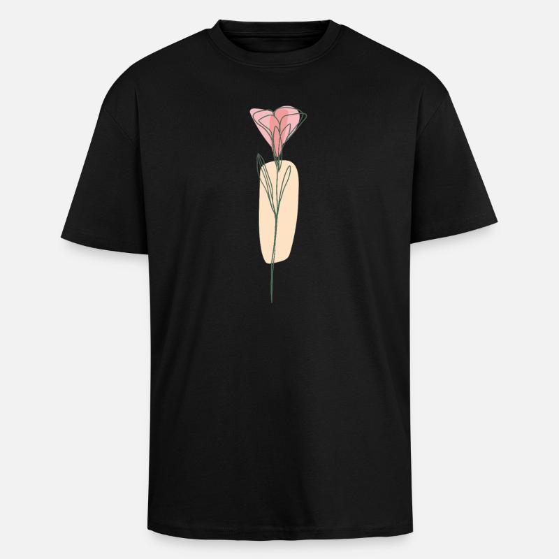 Fleur - T-shirt unisexe oversize épais - noir