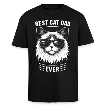 Meilleur motif de papa de chats Ragdoll de tous les temps - T-shirt unisexe oversize épais - noir - Devant - Alina (178cm) & Michal (187cm)