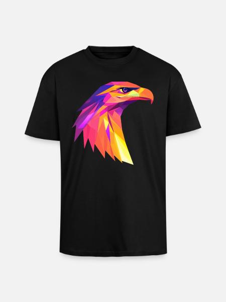 AdlerKopf Low Poly Logo Design - Oversized Heavyweight Unisex T-Shirt - Schwarz