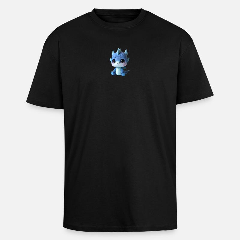 Cute Dragon Plush Charm - Unisex Oversized Heavyweight T-shirt - black