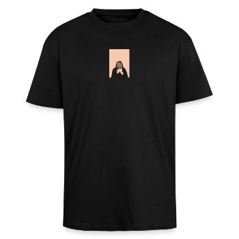 Chris Miles - T-shirt unisexe oversize épais - noir - Devant - Alina (178cm) & Michal (187cm)