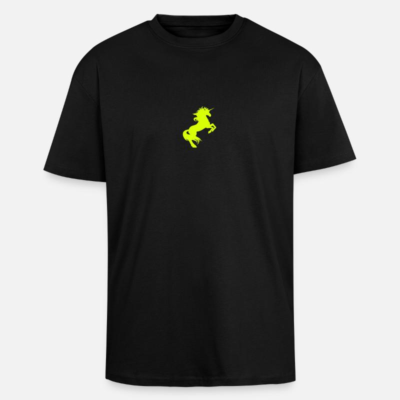 Einhhorn steigend kl - Oversized Heavyweight Unisex T-Shirt - Schwarz
