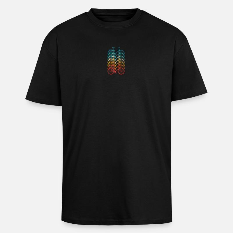 Rainbow Bike Stack Gradient - Unisex Oversized Heavyweight T-shirt - black