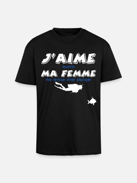 J'aime ma femme - T-shirt unisexe oversize épais - noir