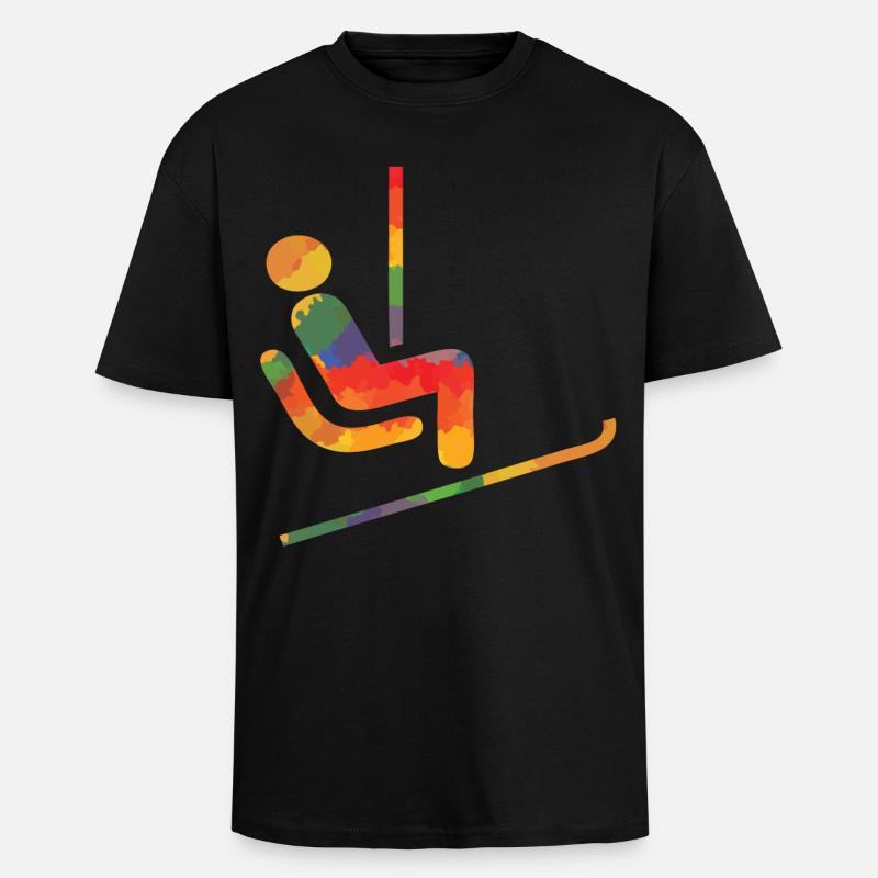 Farbiger Ski Läufer - Oversized Heavyweight Unisex T-Shirt - Schwarz