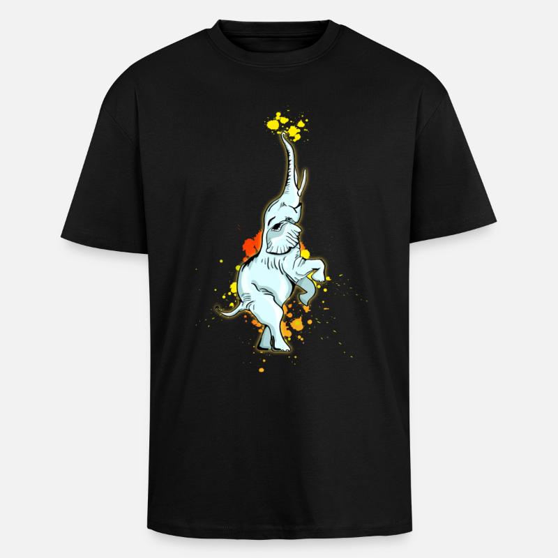 elefant blob cirkus feat balanskonstnär - Tjock Oversized T-shirt - svart