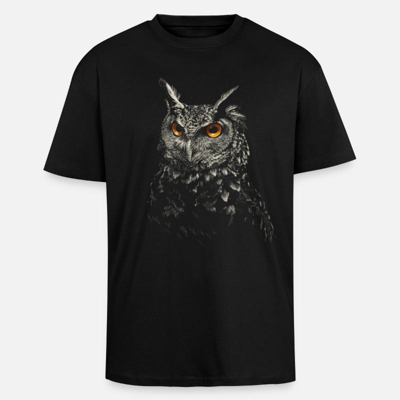 Eule - Oversized Heavyweight Unisex T-Shirt - Schwarz