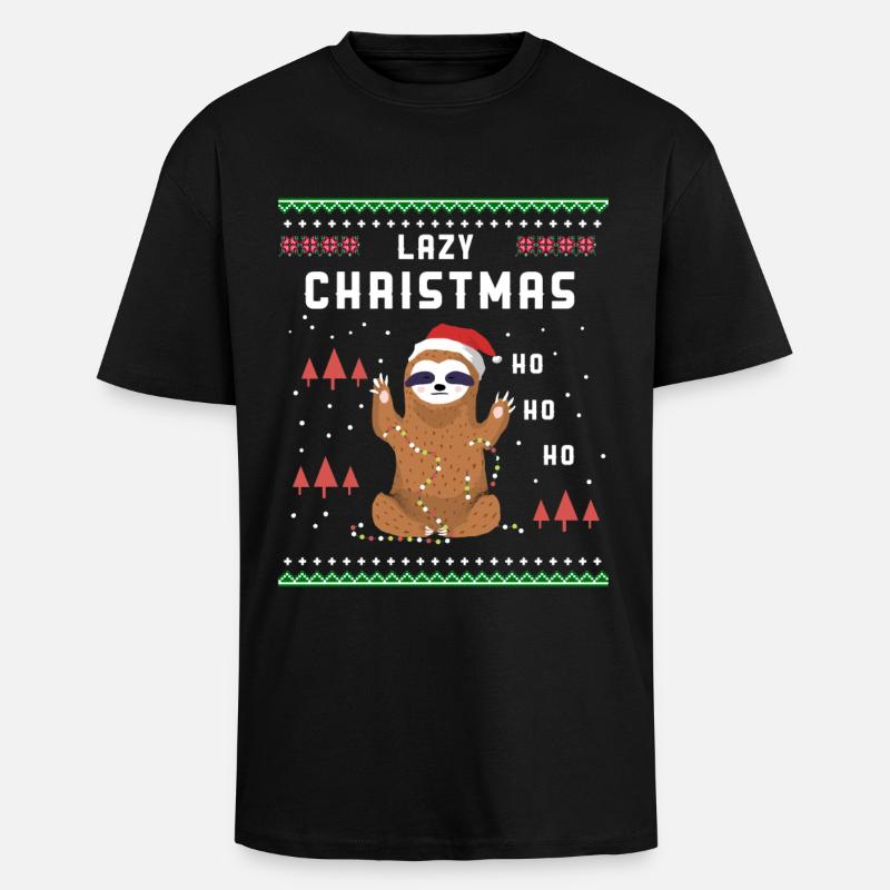 Lazy Christmas / Faultier / Geschenk - Oversized Heavyweight Unisex T-Shirt - Schwarz