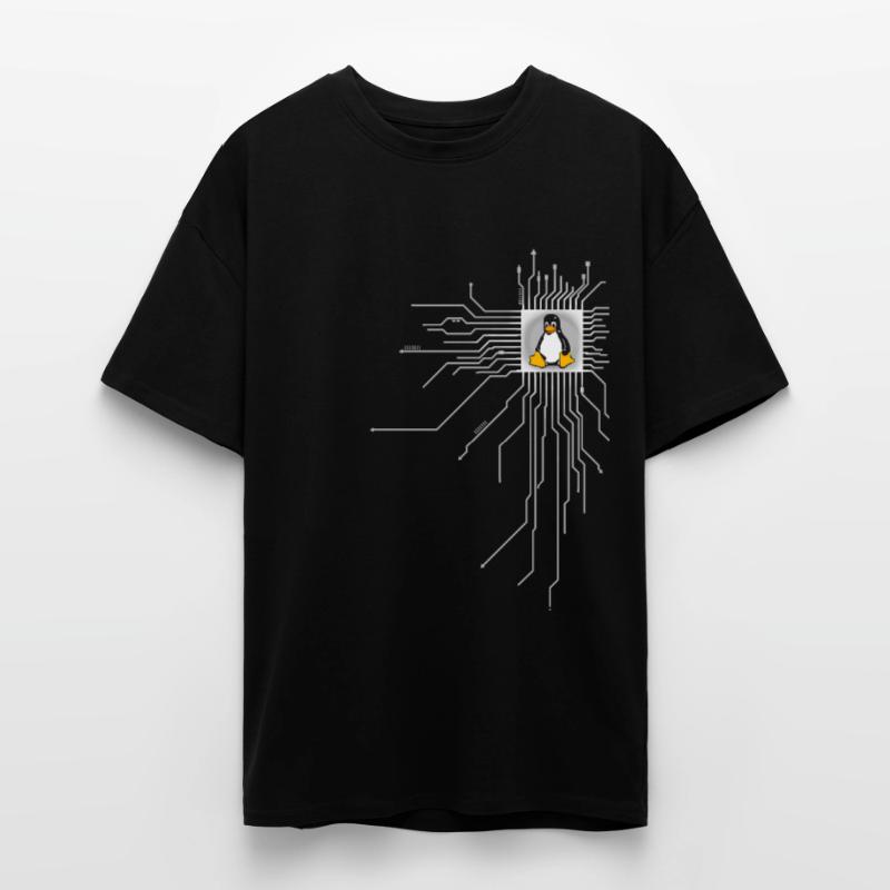 board Penguin Core Heart Computer pc Nerd program Unisex Oversized Heavyweight T-shirt