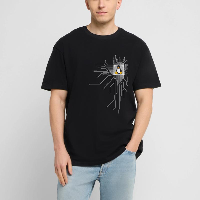 board Penguin Core Heart Computer pc Nerd program Unisex Oversized Heavyweight T-shirt