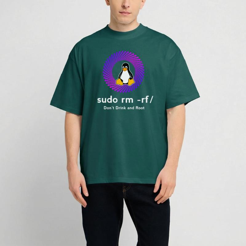 Computer Sys admin Penguin Nerd pc sudo rm -rf cod Unisex Oversized Heavyweight T-shirt