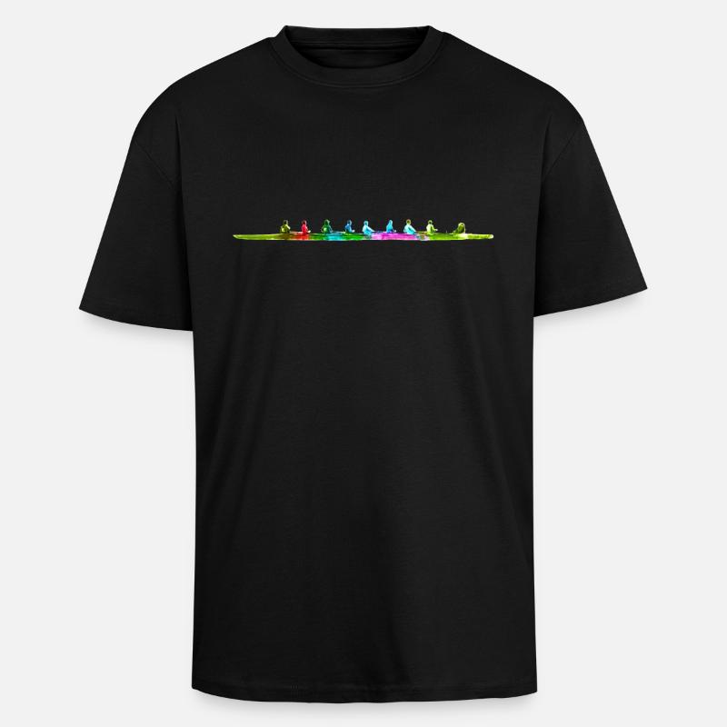 Buntes achter Ruderboot - Oversized Heavyweight Unisex T-Shirt - Schwarz