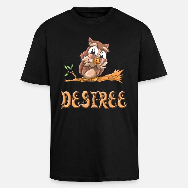 Eule Desiree - Oversized Heavyweight Unisex T-Shirt - Schwarz