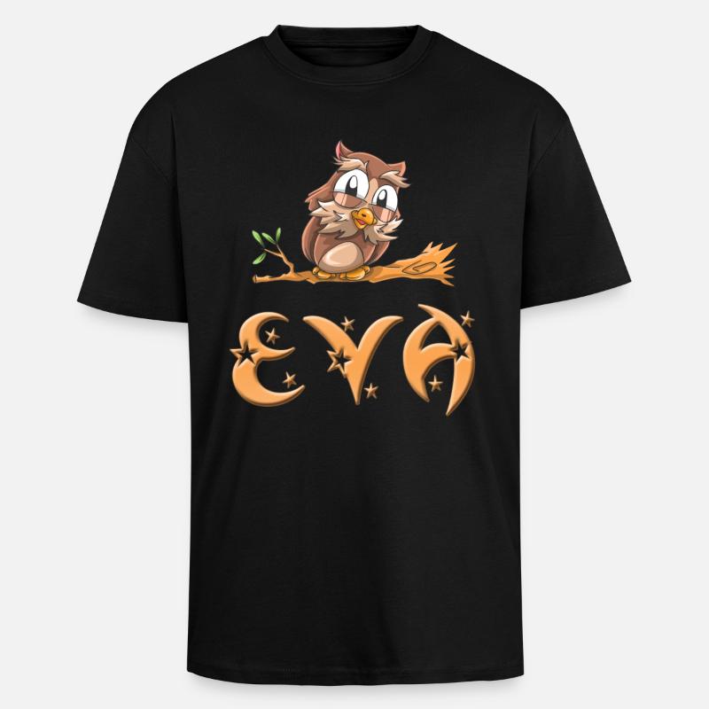 Eule Eva - Oversized Heavyweight Unisex T-Shirt - Schwarz
