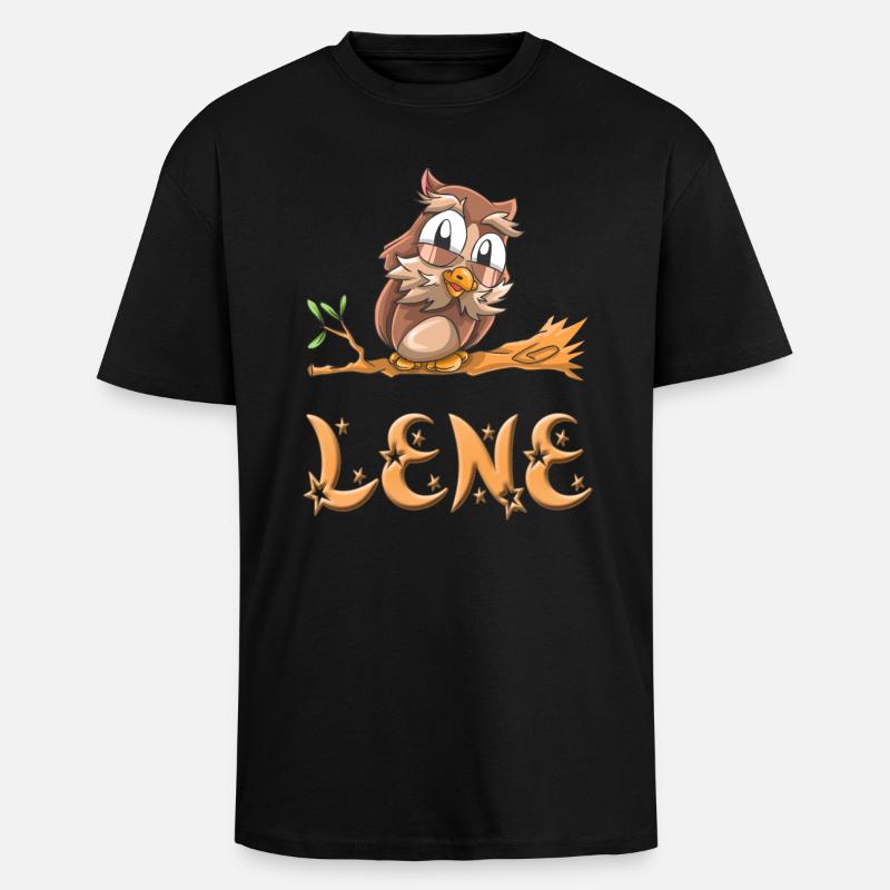 Eule Lene - Oversized Heavyweight Unisex T-Shirt - Schwarz