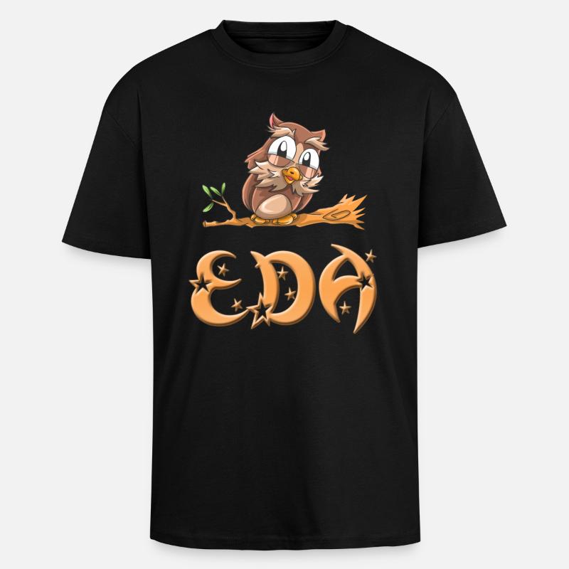 Eule Eda - Oversized Heavyweight Unisex T-Shirt - Schwarz