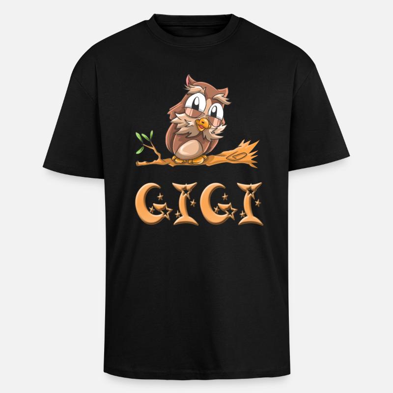 Eule Gigi - Oversized Heavyweight Unisex T-Shirt - Schwarz