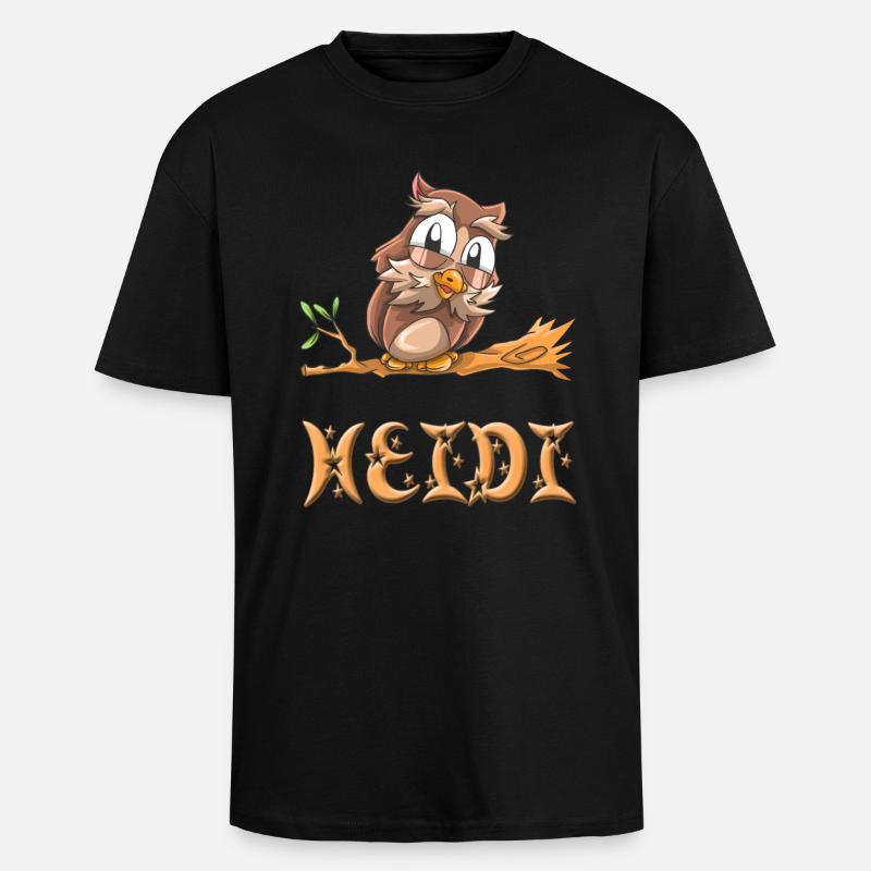 Eule Heidi - Oversized Heavyweight Unisex T-Shirt - Schwarz