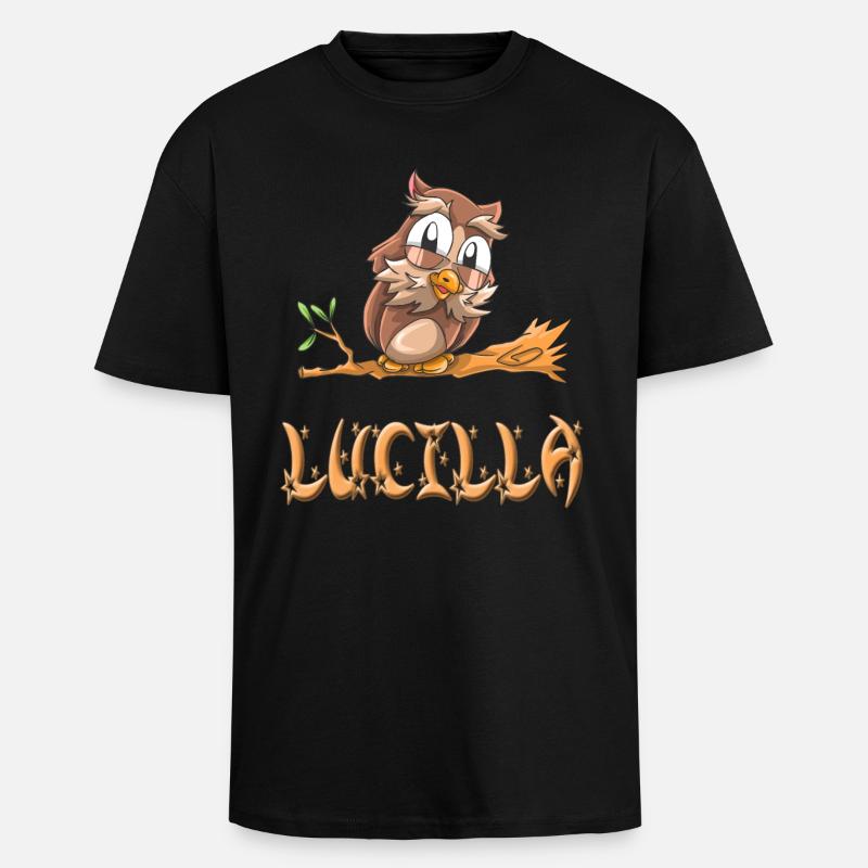 Eule Lucilla - Oversized Heavyweight Unisex T-Shirt - Schwarz