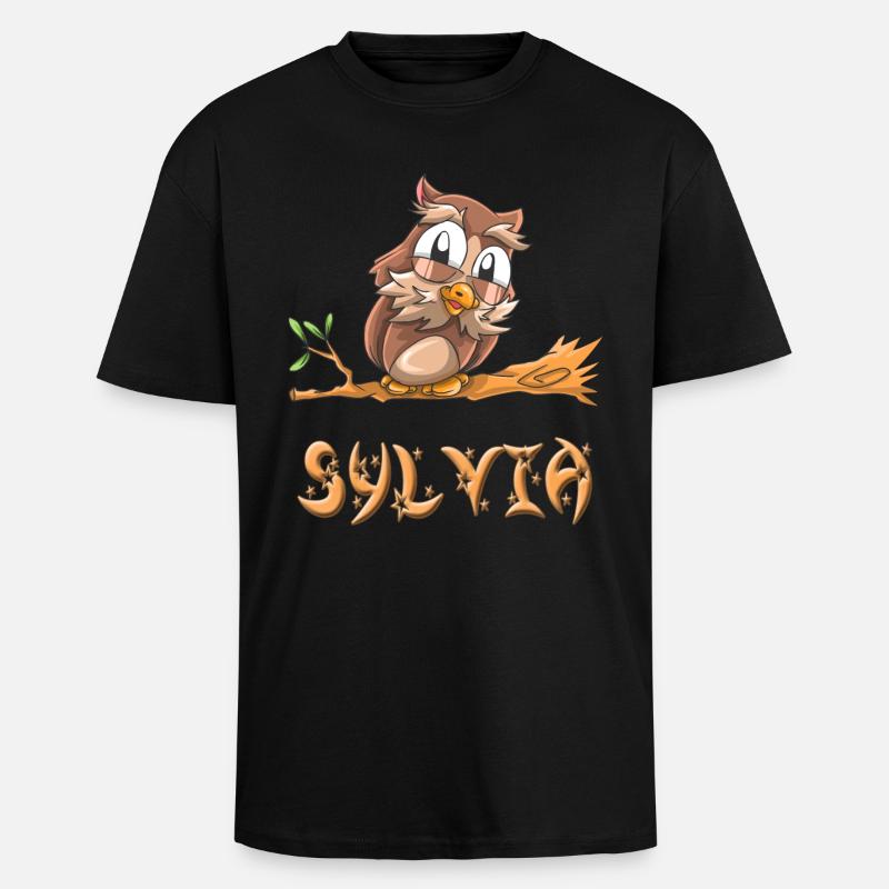Eule Sylvia - Oversized Heavyweight Unisex T-Shirt - Schwarz