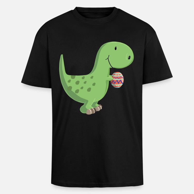 Dino mit Ei - Oversized Heavyweight Unisex T-Shirt - Schwarz