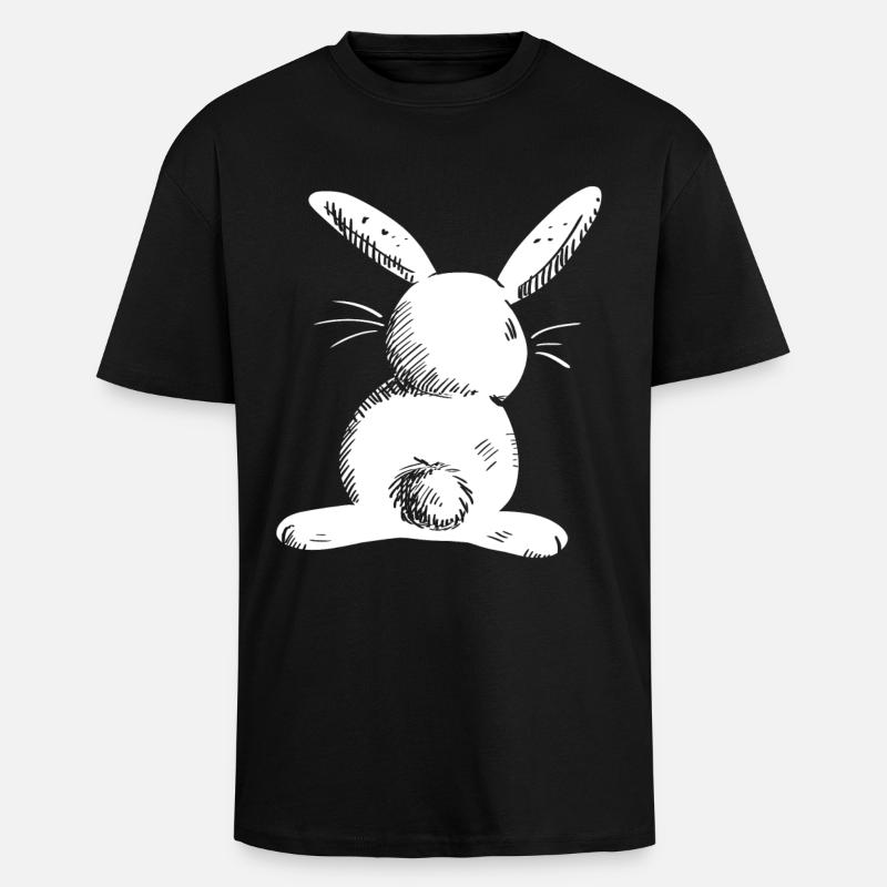 White long eared hare comic - Unisex Oversized Heavyweight T-shirt - black