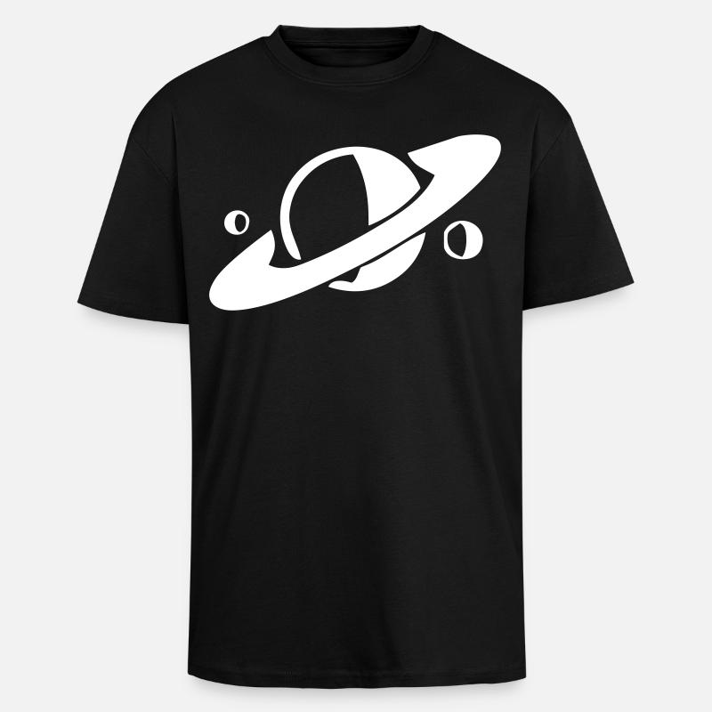 Saturn and its moons - Unisex Oversized Heavyweight T-shirt - black