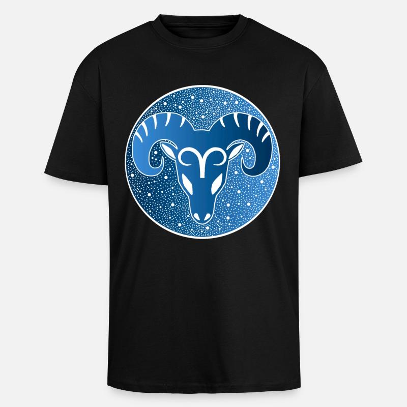 Sternzeichen: Widder - Oversized Heavyweight Unisex T-Shirt - Schwarz