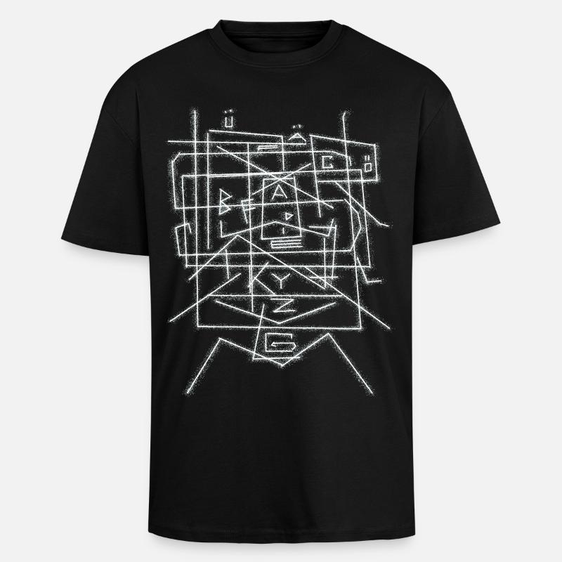 Alphabet character pattern ABC - Unisex Oversized Heavyweight T-shirt - black