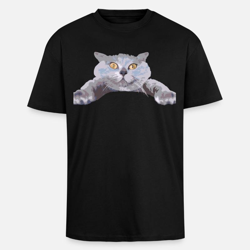 Katze - - Oversized Heavyweight Unisex T-Shirt - Schwarz