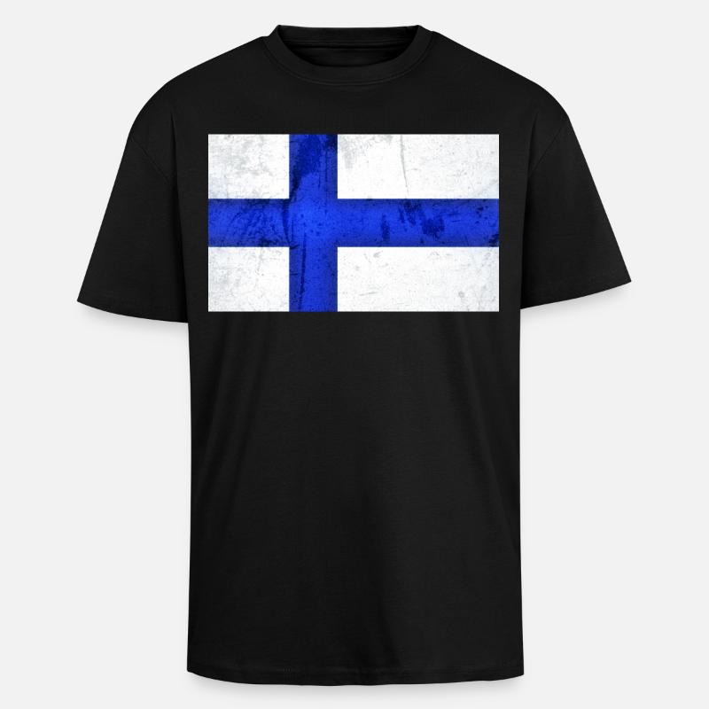 Drapeau de la Finlande - T-shirt unisexe oversize épais - noir