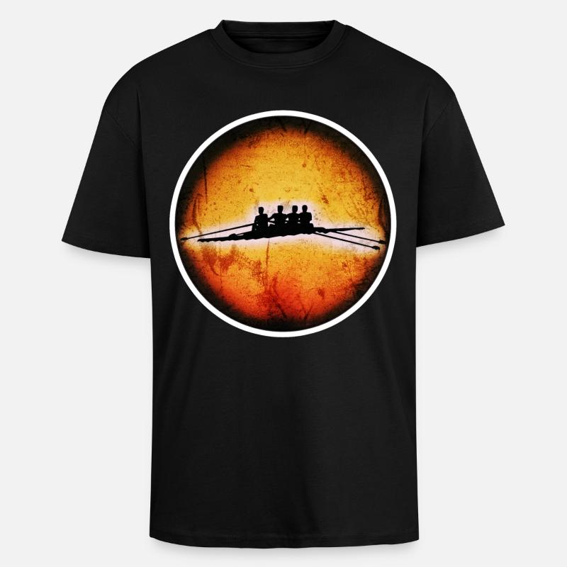 Rameurs à 4 hommes - T-shirt unisexe oversize épais - noir