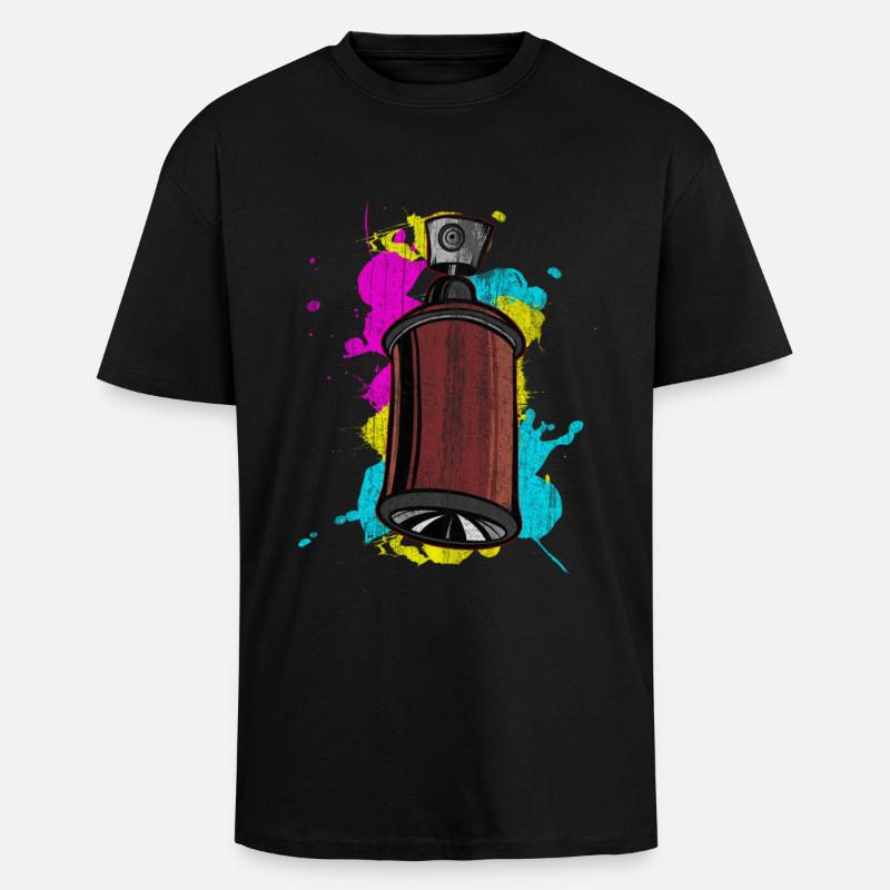 Graffiti Spraydose mit Spritzfarben - Oversized Heavyweight Unisex T-Shirt - Schwarz