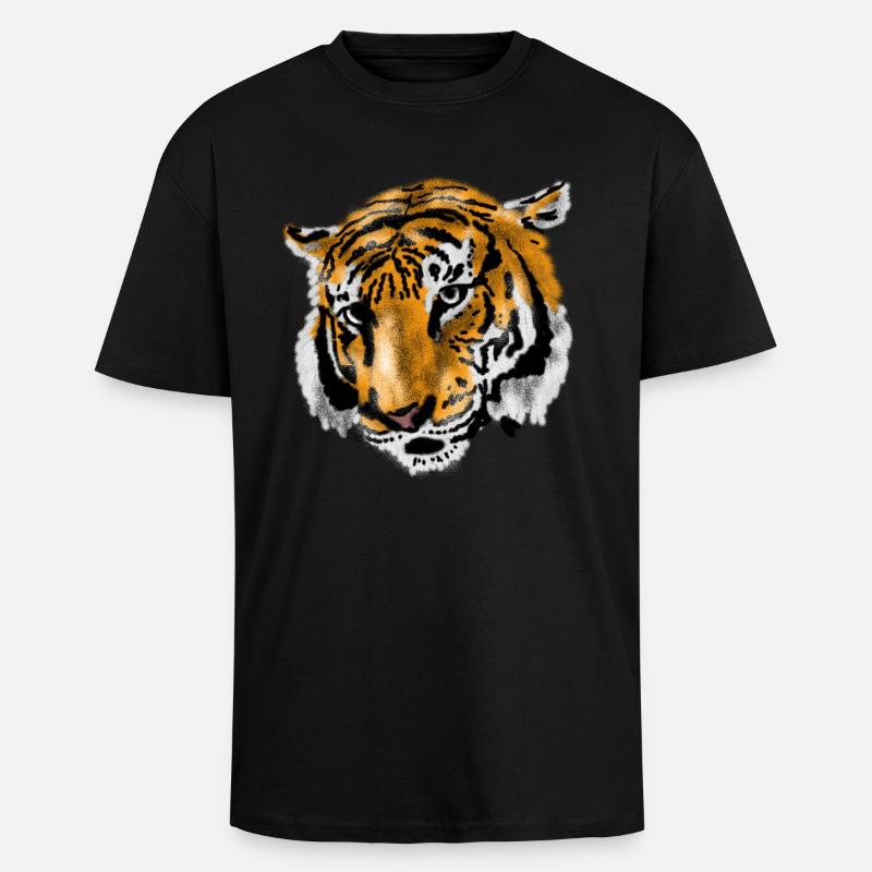 Tiger - Oversized Heavyweight Unisex T-Shirt - Schwarz