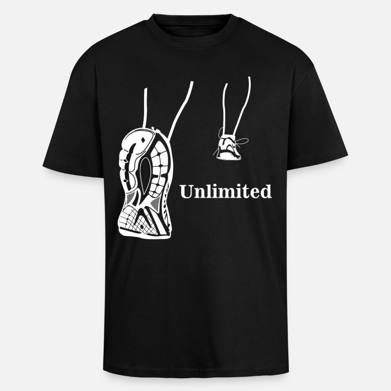 Illimité - conception en cours d'exécution - T-shirt unisexe oversize épais - noir