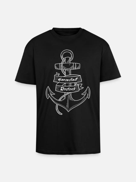 Anker - Hansestadt Rostock - Oversized Heavyweight Unisex T-Shirt - Schwarz