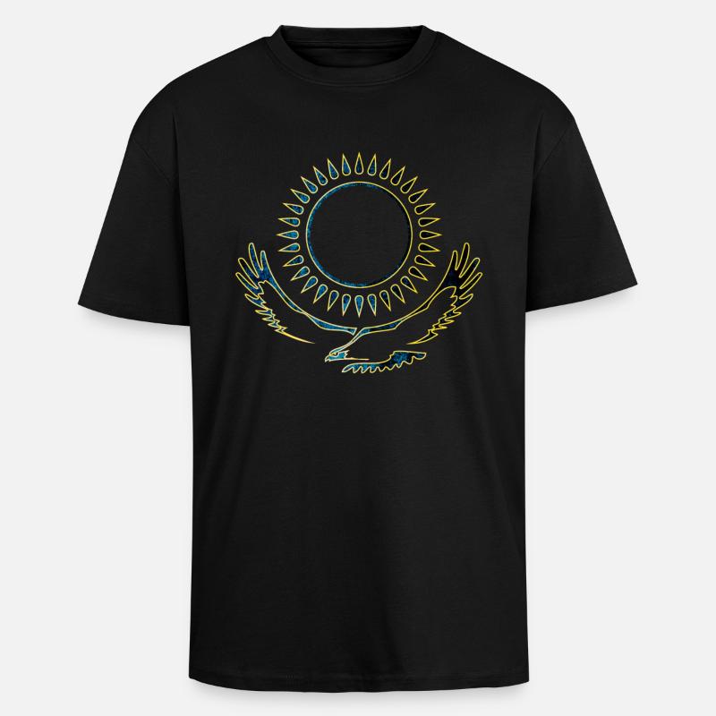 Kasachstan Adler edel - Oversized Heavyweight Unisex T-Shirt - Schwarz